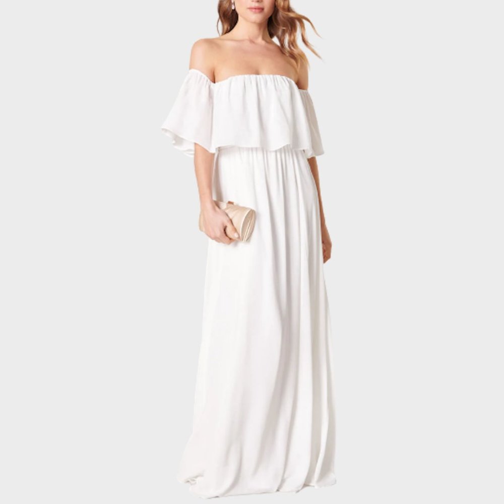 Enamored Off The Shoulder Ruffle Dress